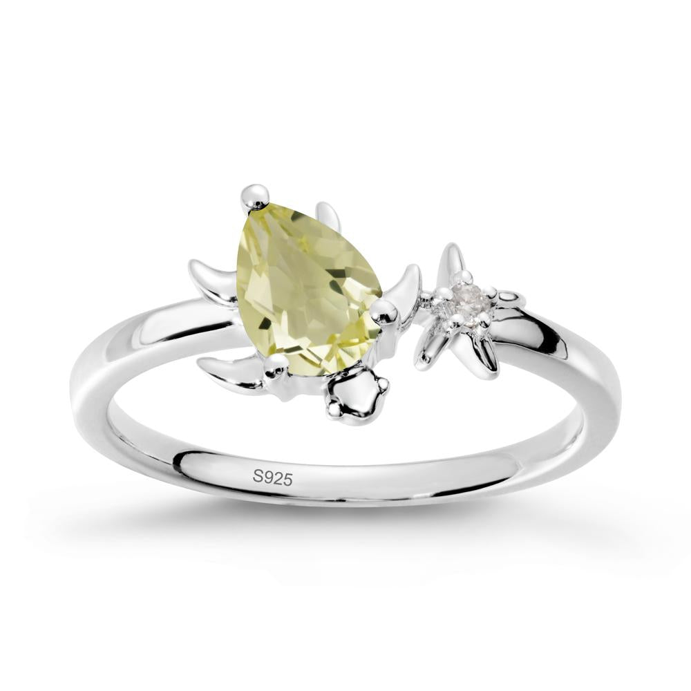 Turtle and Starfish Lemon Quartz Ring - LUO Jewelry #metal_sterling silver