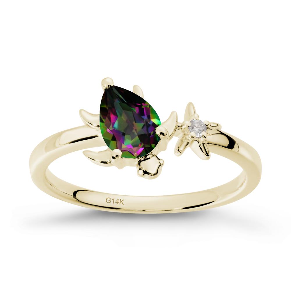 Turtle and Starfish Mystic Topaz Ring - LUO Jewelry #metal_14k yellow gold