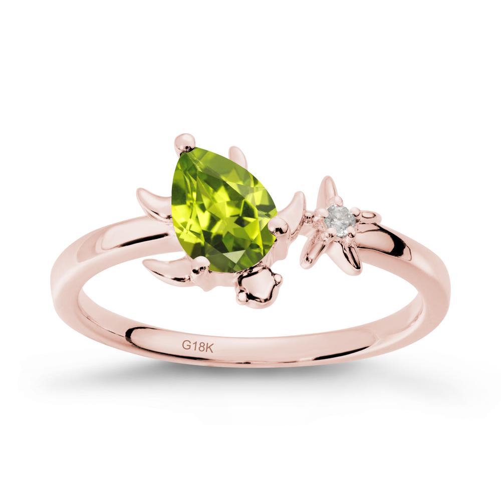 Turtle and Starfish Peridot Ring - LUO Jewelry #metal_18k rose gold
