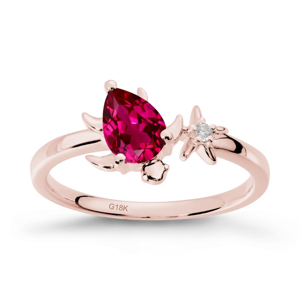 Turtle and Starfish Ruby Ring - LUO Jewelry #metal_18k rose gold