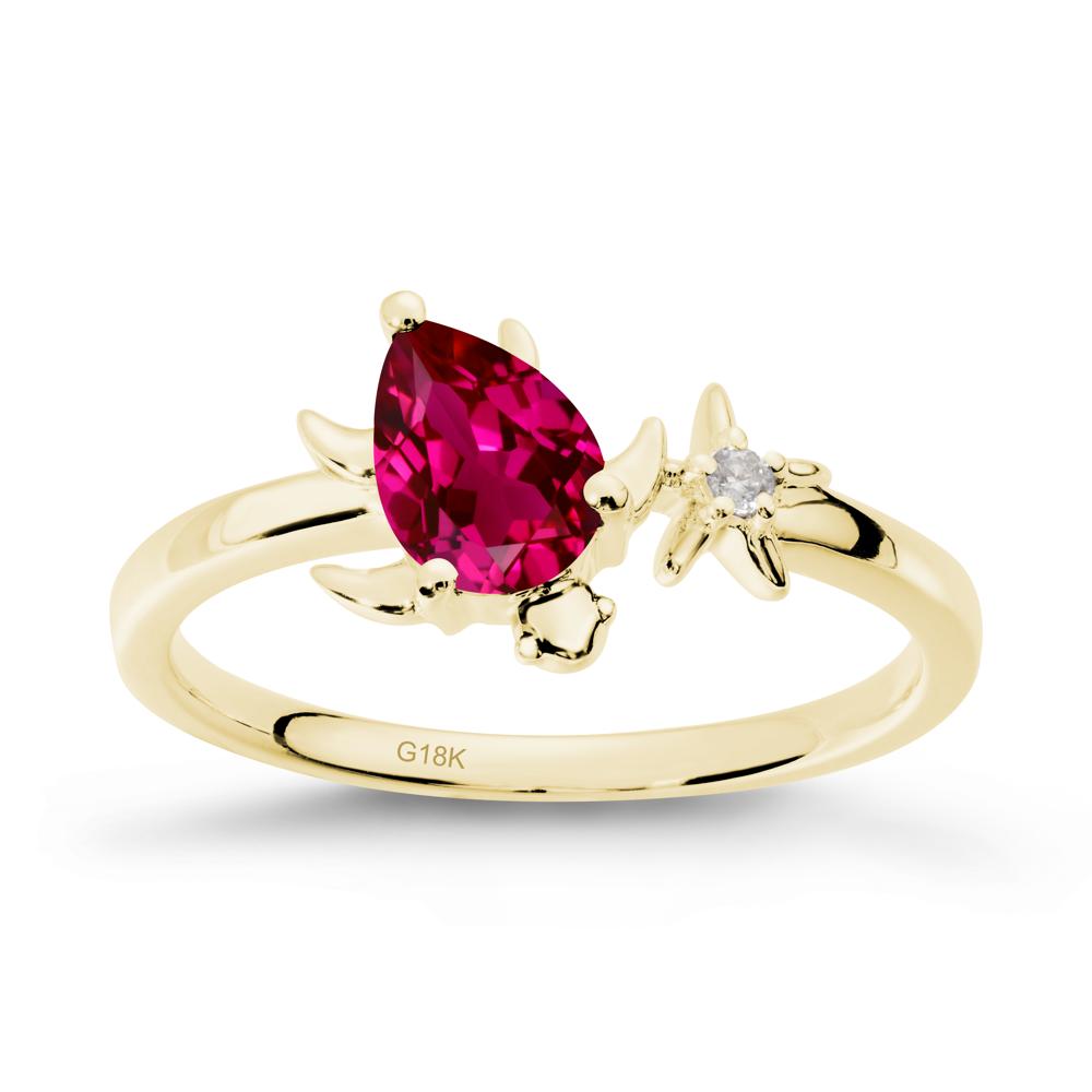 Turtle and Starfish Ruby Ring - LUO Jewelry #metal_18k yellow gold