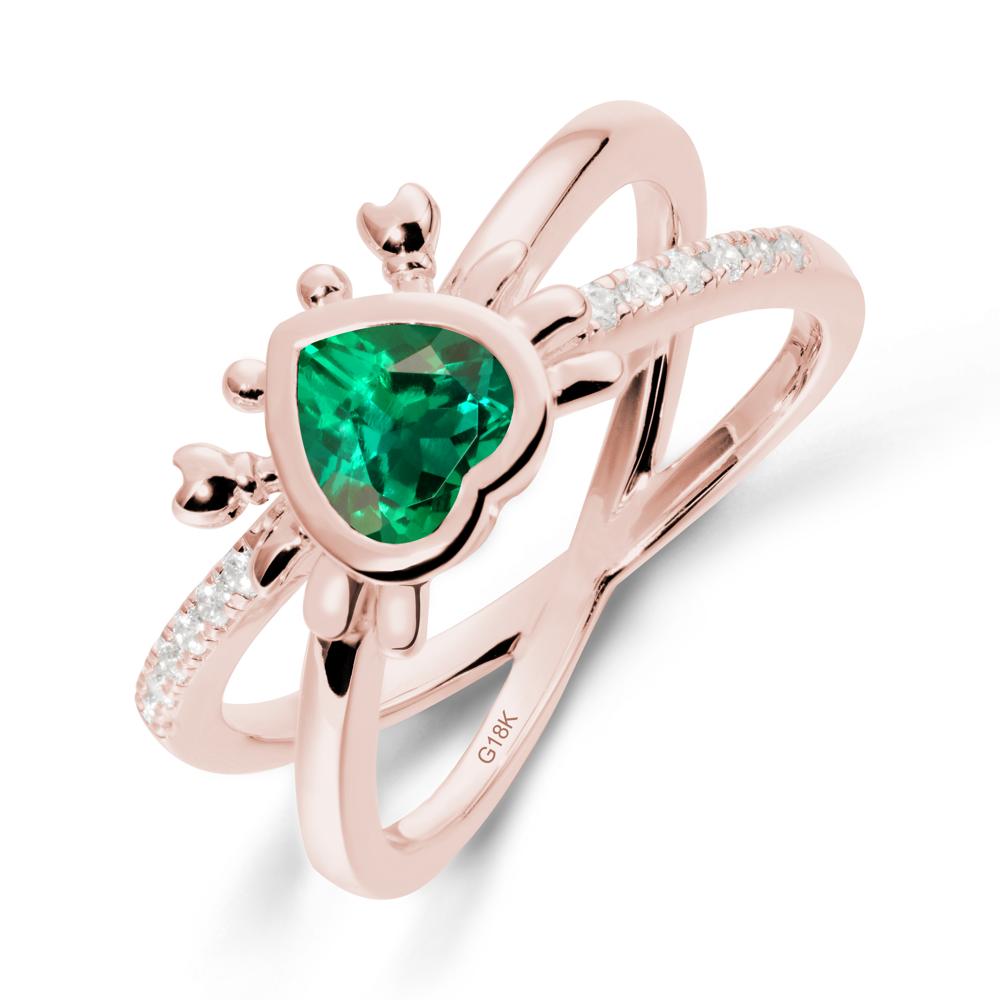 Emerald Criss Cross Double Band Crab Ring - LUO Jewelry #metal_18k rose gold