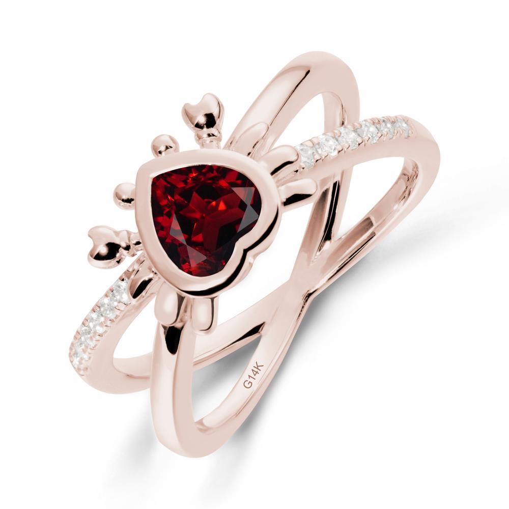 Hear Shaped Crab Garnet Ring - LUO Jewelry #metal_14k rose gold
