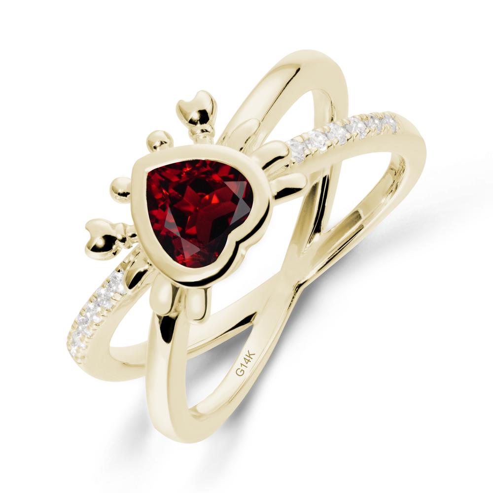 Hear Shaped Crab Garnet Ring - LUO Jewelry #metal_14k yellow gold