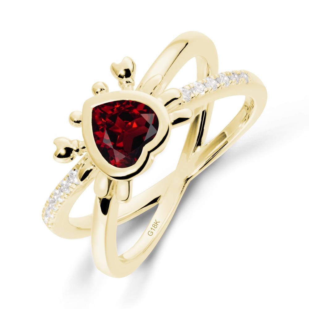 Hear Shaped Crab Garnet Ring - LUO Jewelry #metal_18k yellow gold