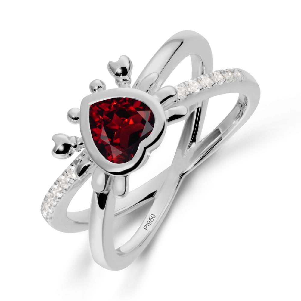 Hear Shaped Crab Garnet Ring - LUO Jewelry #metal_platinum