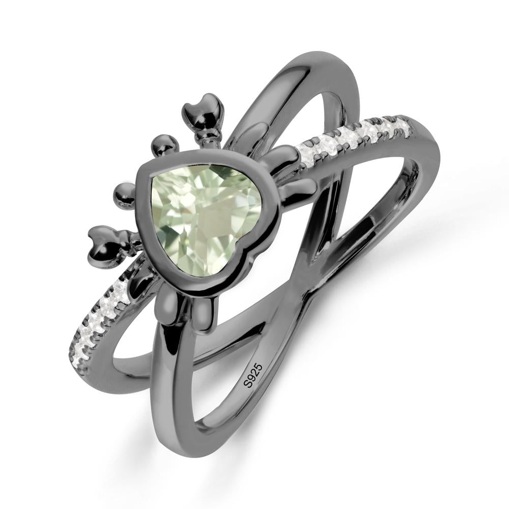 Green Amethyst Criss Cross Double Band Crab Ring - LUO Jewelry #metal_black finish sterling silver