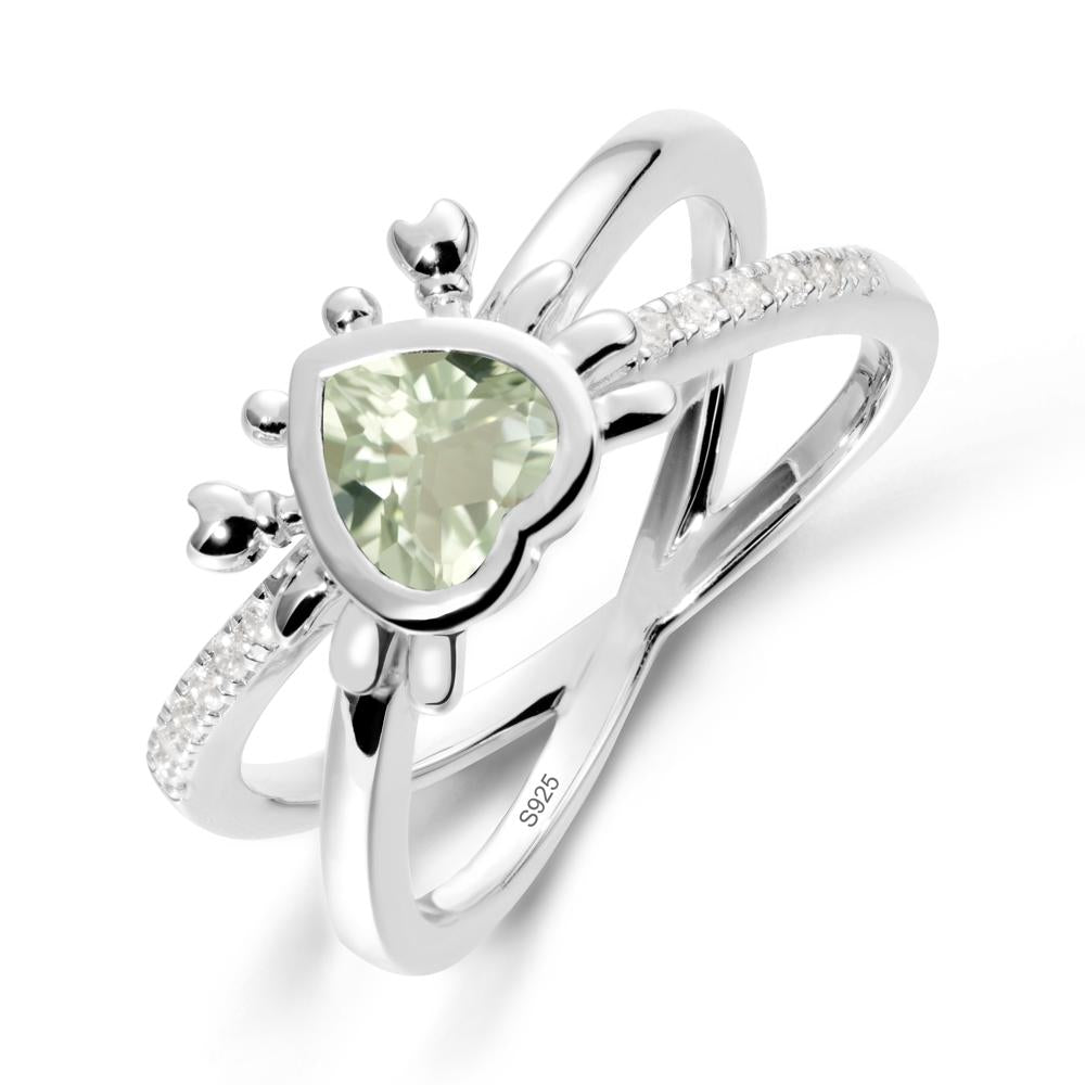 Green Amethyst Criss Cross Double Band Crab Ring - LUO Jewelry #metal_sterling silver