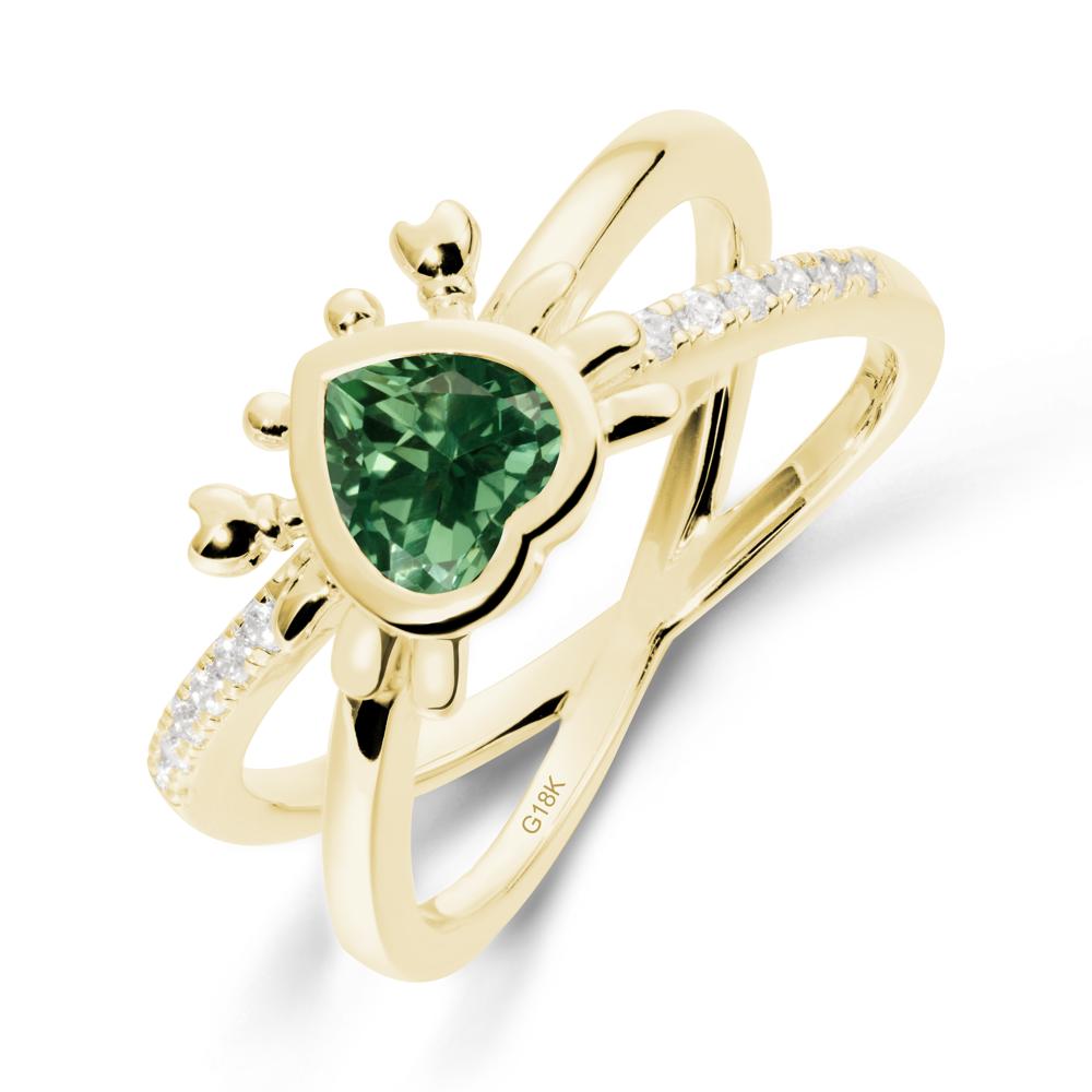 Hear Shaped Crab Green Sapphire Ring - LUO Jewelry #metal_18k yellow gold