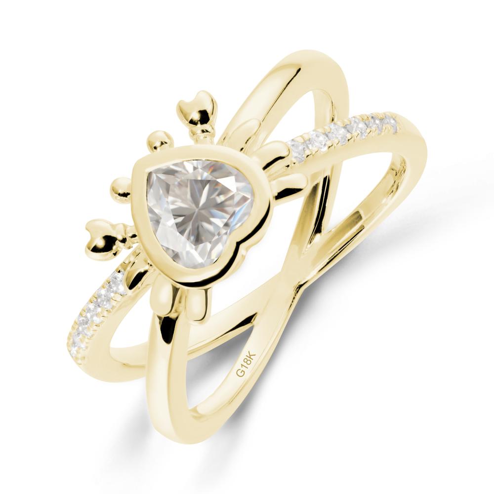 Hear Shaped Crab Moissanite Ring - LUO Jewelry #metal_18k yellow gold
