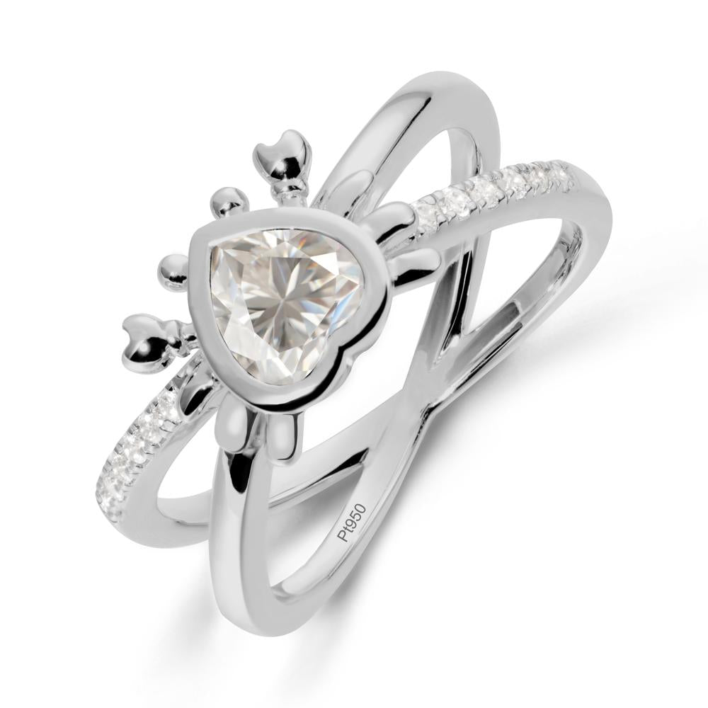 Hear Shaped Crab Moissanite Ring - LUO Jewelry #metal_platinum