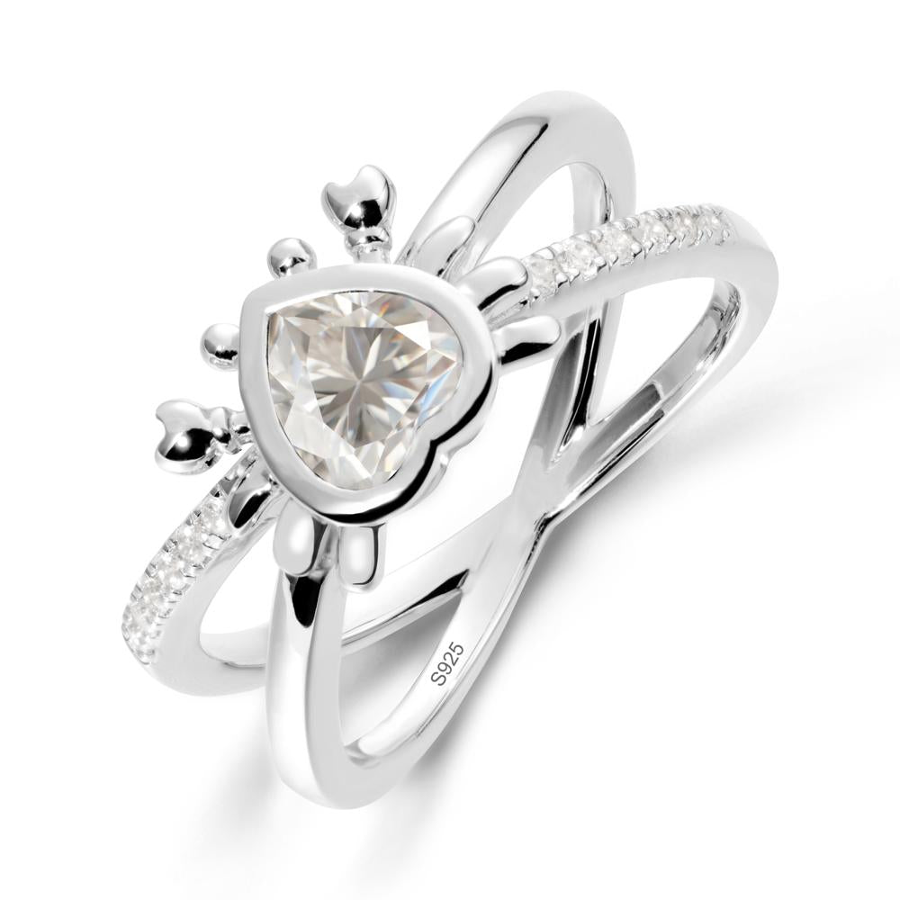 Hear Shaped Crab Moissanite Ring - LUO Jewelry #metal_sterling silver