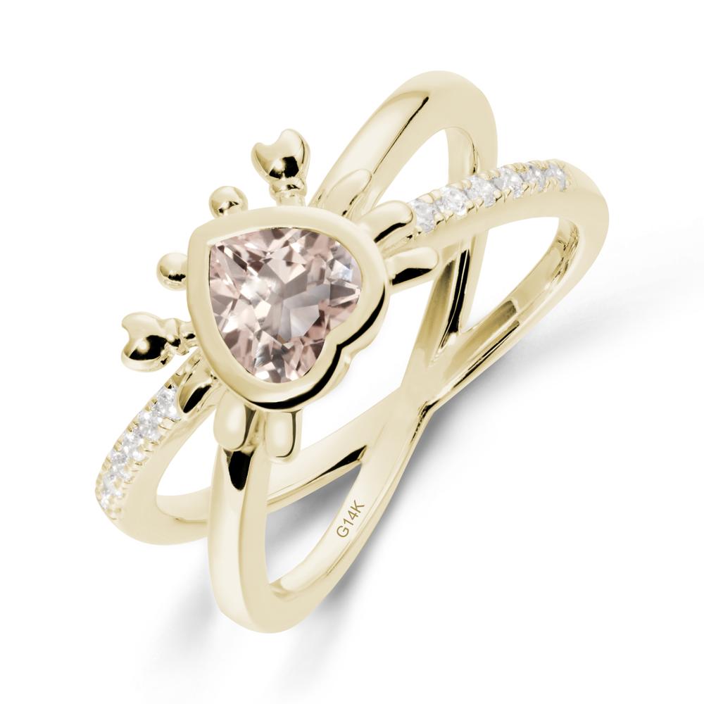 Morganite Criss Cross Double Band Crab Ring - LUO Jewelry #metal_14k yellow gold