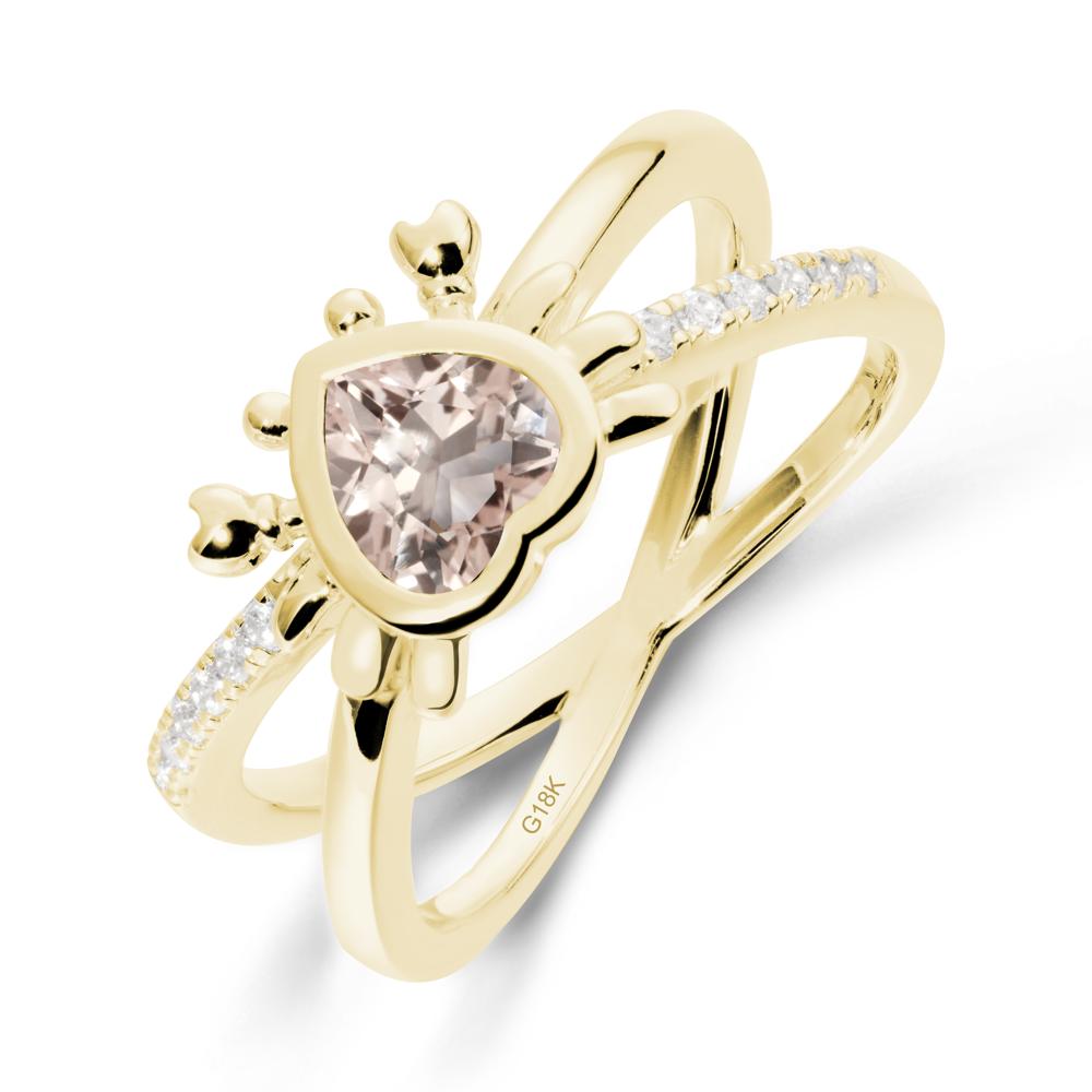 Morganite Criss Cross Double Band Crab Ring - LUO Jewelry #metal_18k yellow gold