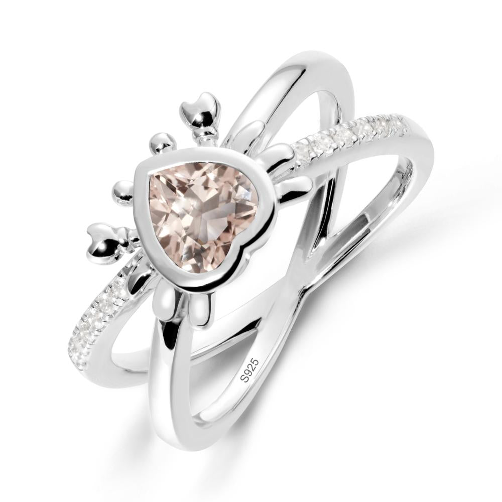 Morganite Criss Cross Double Band Crab Ring - LUO Jewelry #metal_sterling silver