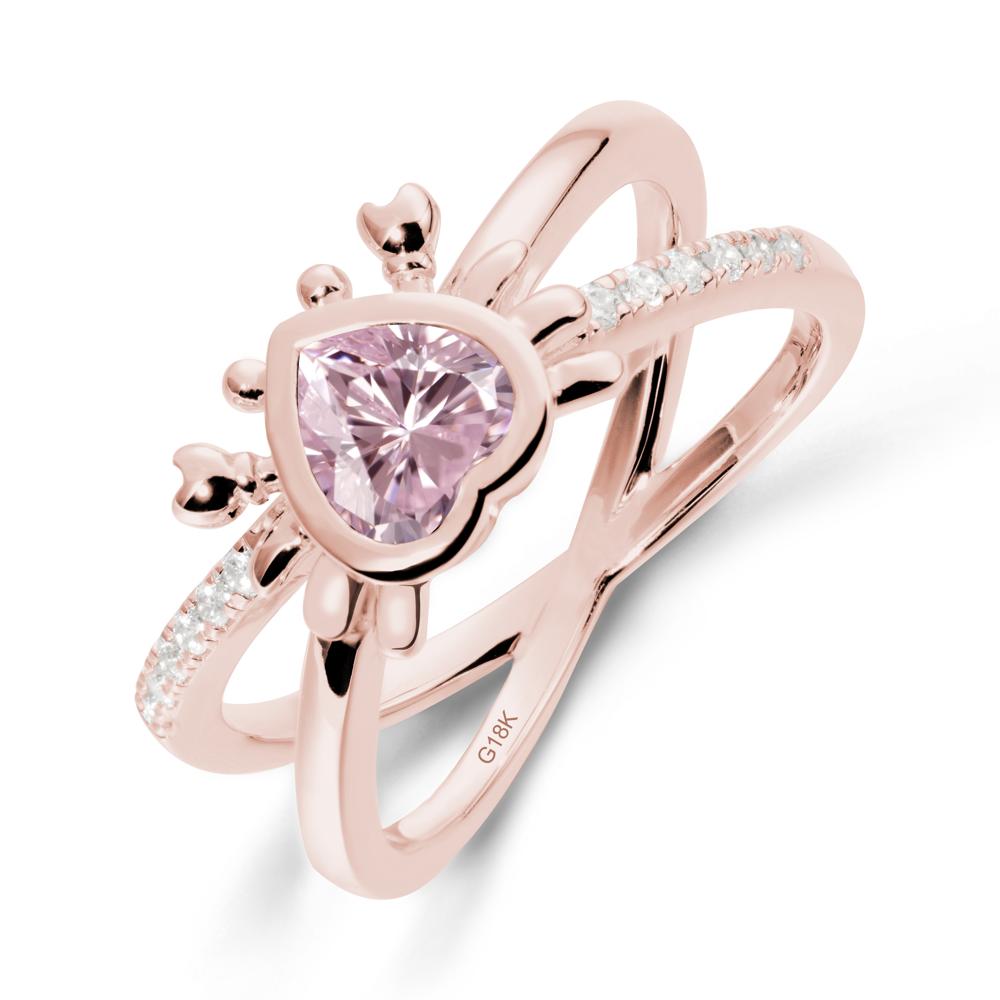 Hear Shaped Crab Pink Cubic Zirconia Ring - LUO Jewelry #metal_18k rose gold