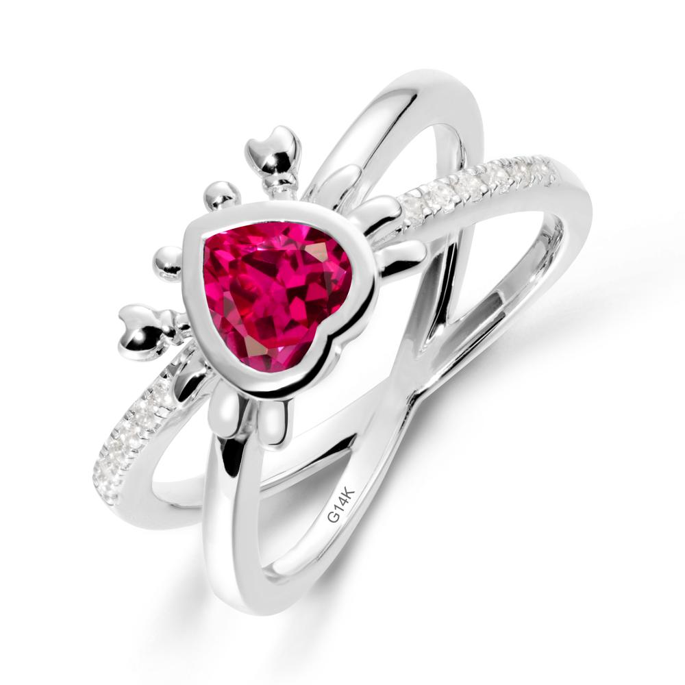 Ruby Criss Cross Double Band Crab Ring - LUO Jewelry #metal_14k white gold