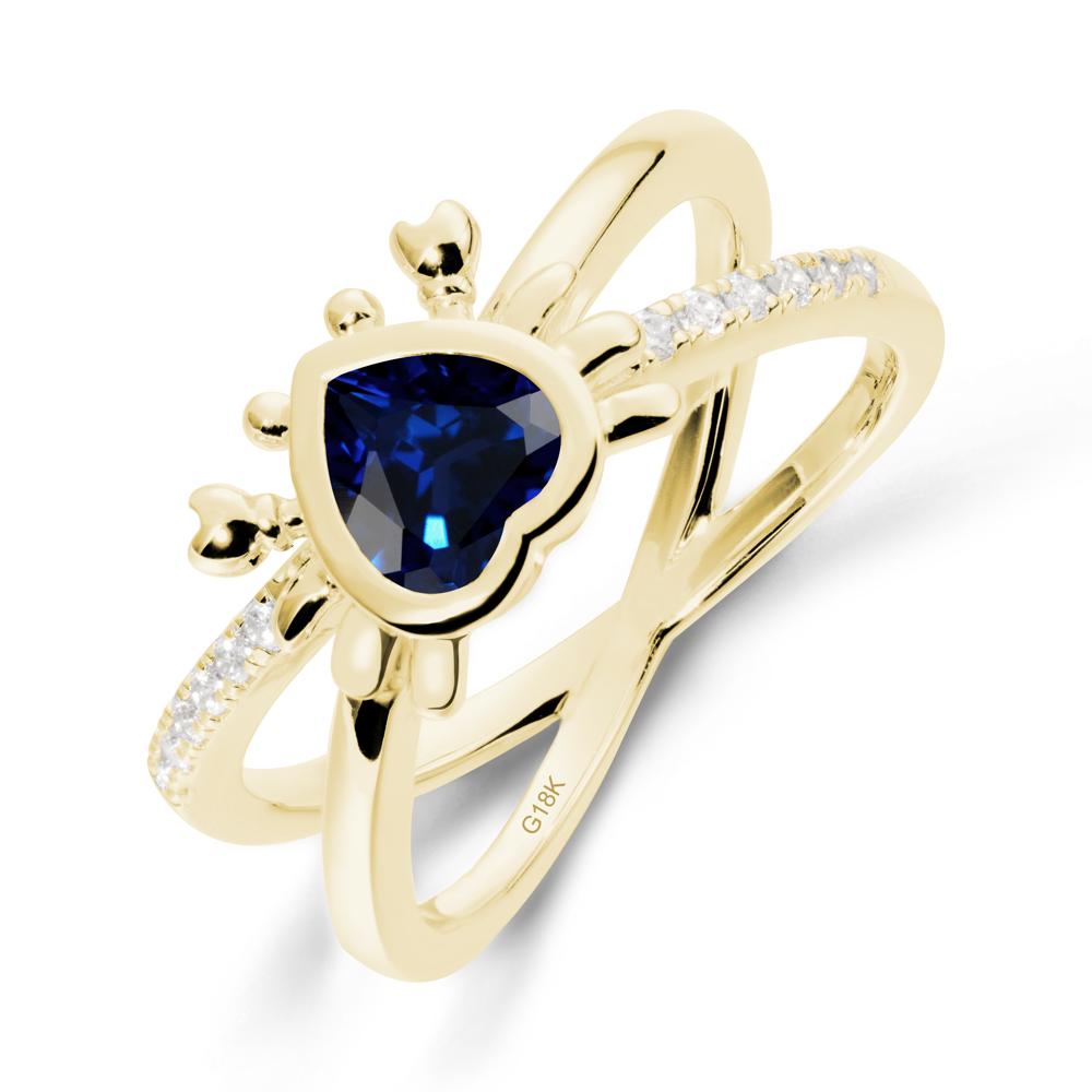 Hear Shaped Crab Sapphire Ring - LUO Jewelry #metal_18k yellow gold
