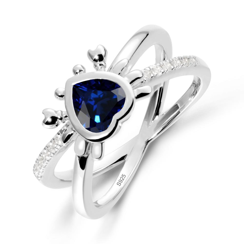 Hear Shaped Crab Sapphire Ring - LUO Jewelry #metal_sterling silver