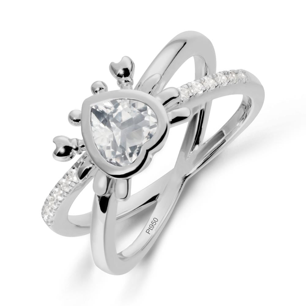 White Topaz Criss Cross Double Band Crab Ring - LUO Jewelry #metal_platinum