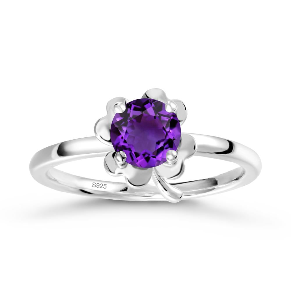 Four Leaf Clover Solitaire Amethyst Ring - LUO Jewelry #metal_sterling silver
