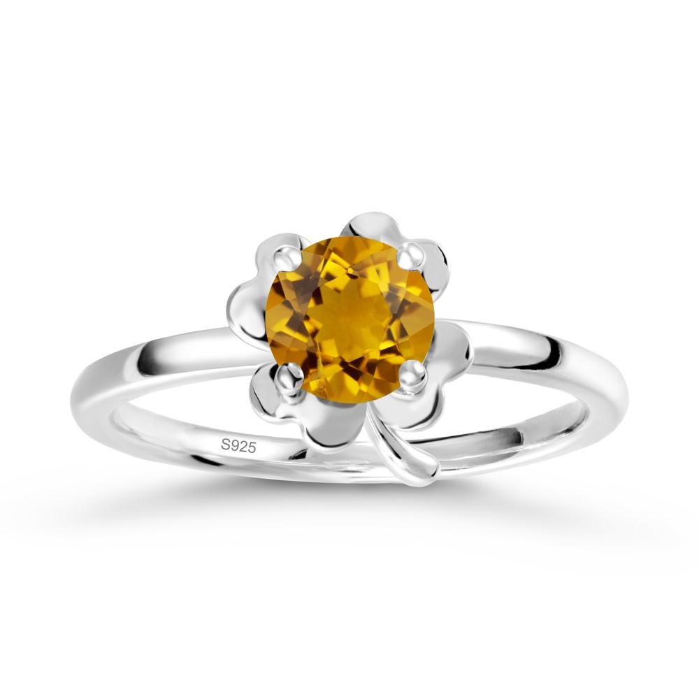 Four Leaf Clover Solitaire Citrine Ring - LUO Jewelry #metal_sterling silver