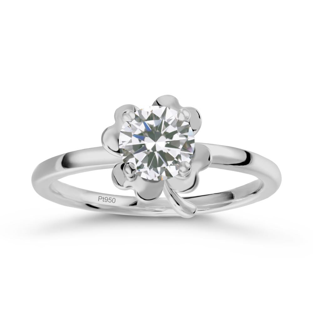 Cubic Zirconia Four Leaf Clover Creative Ring - LUO Jewelry #metal_platinum