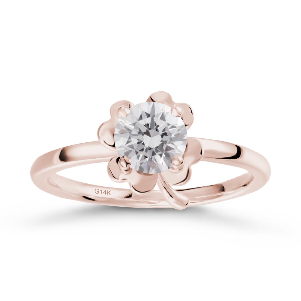 Round Diamond Four Leaf Clover Ring - LUO Jewelry #metal_14k rose gold