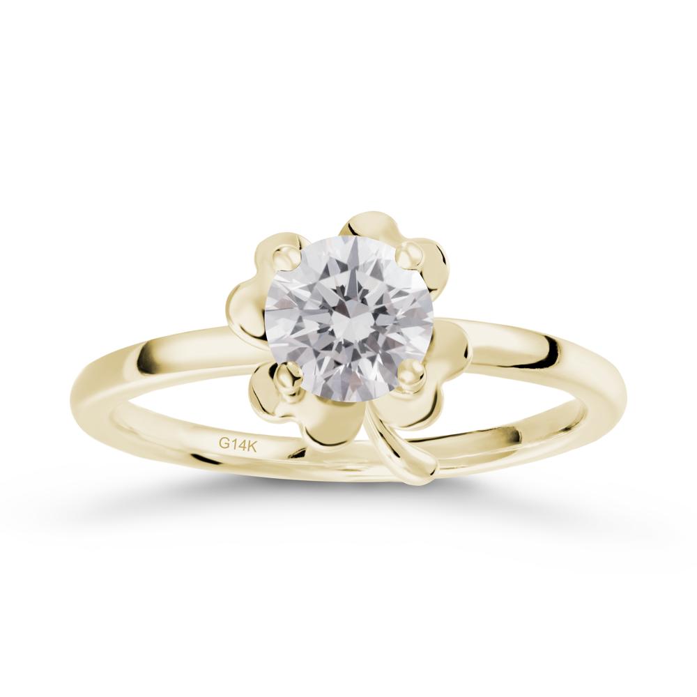 Round Diamond Four Leaf Clover Ring - LUO Jewelry #metal_14k yellow gold