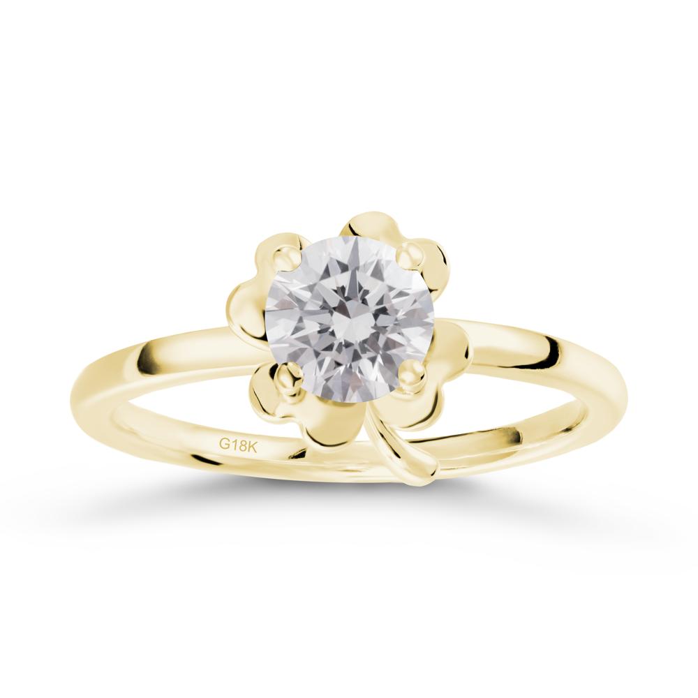 Round Diamond Four Leaf Clover Ring - LUO Jewelry #metal_18k yellow gold