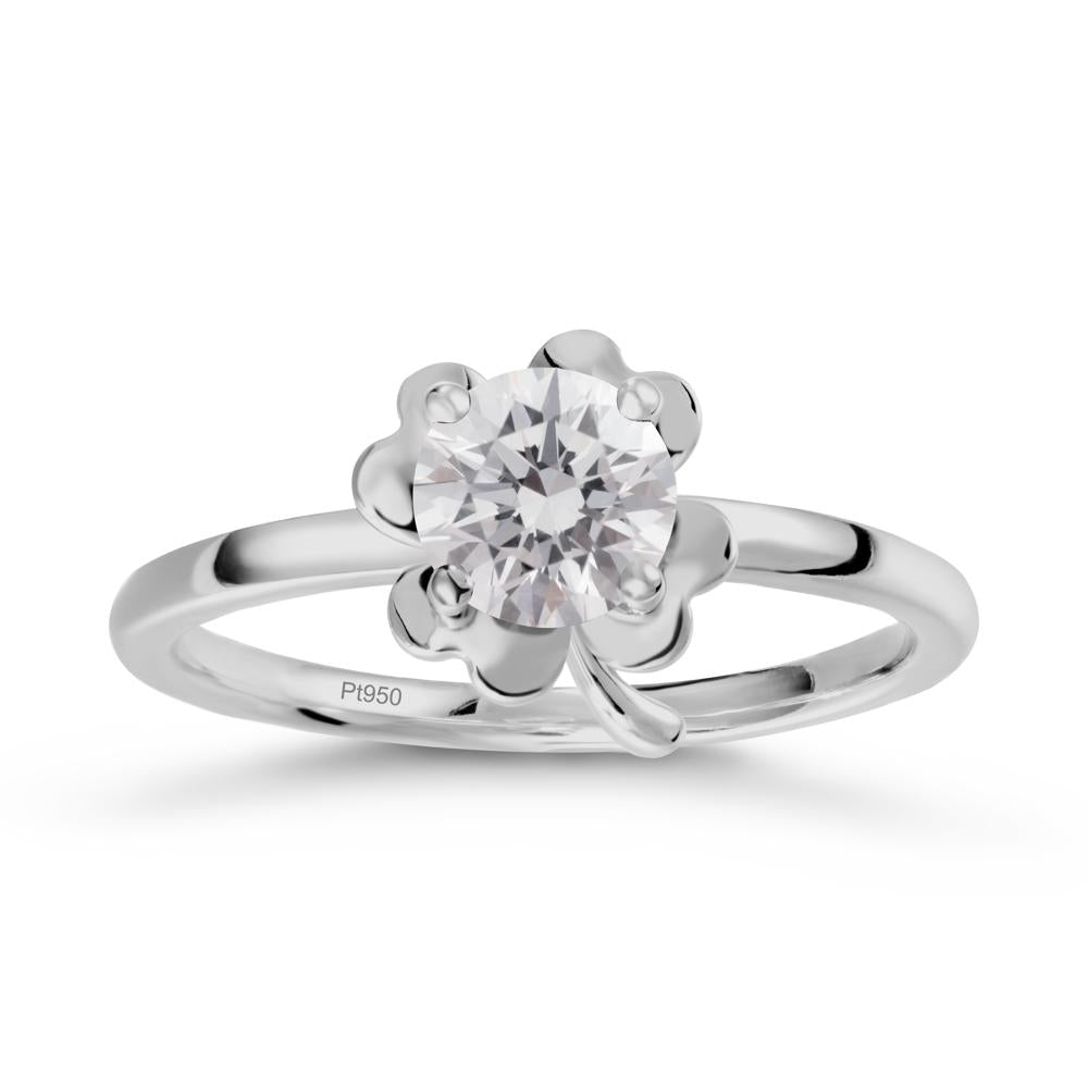 Round Diamond Four Leaf Clover Ring - LUO Jewelry #metal_platinum