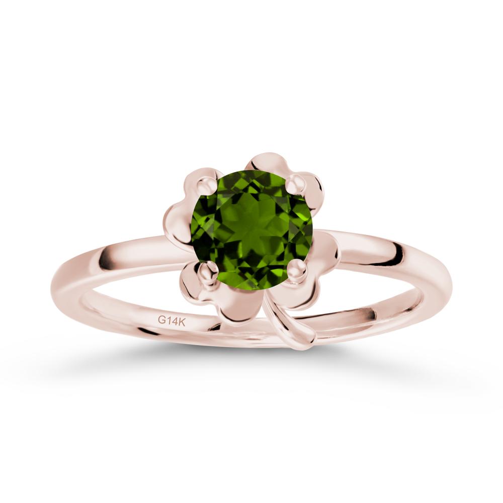 Four Leaf Clover Solitaire Diopside Ring - LUO Jewelry #metal_14k rose gold