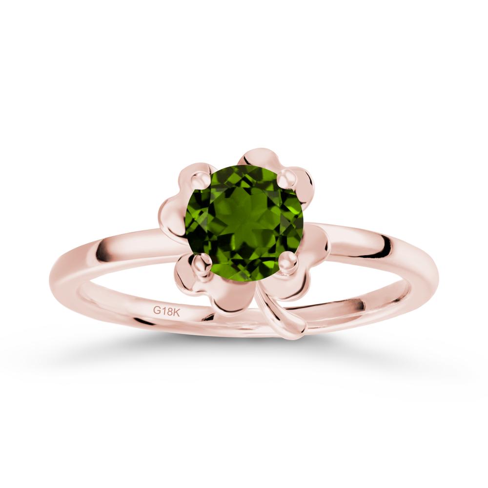 Four Leaf Clover Solitaire Diopside Ring - LUO Jewelry #metal_18k rose gold