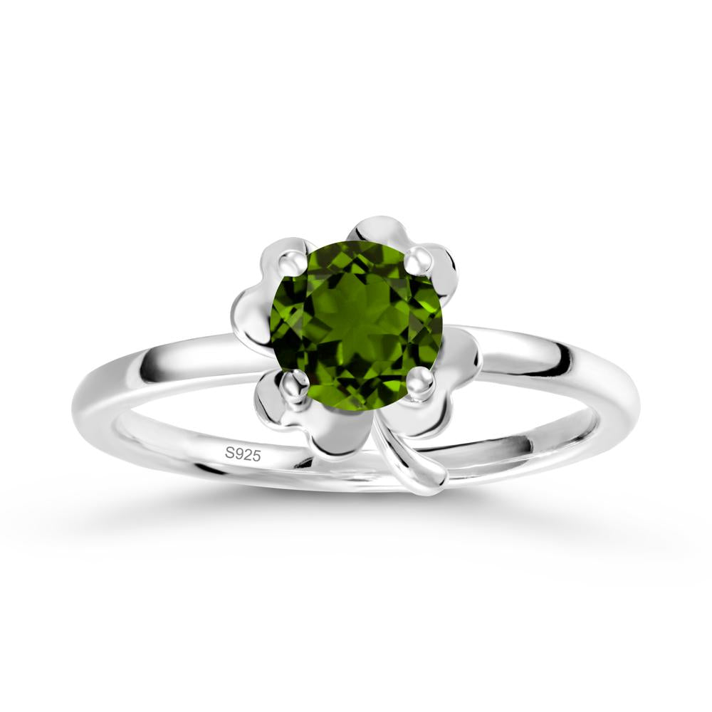 Four Leaf Clover Solitaire Diopside Ring - LUO Jewelry #metal_sterling silver