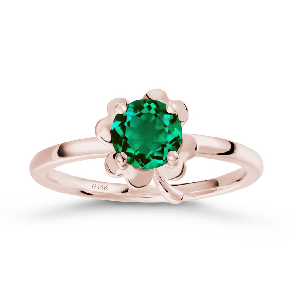 Emerald Four Leaf Clover Creative Ring - LUO Jewelry #metal_14k rose gold