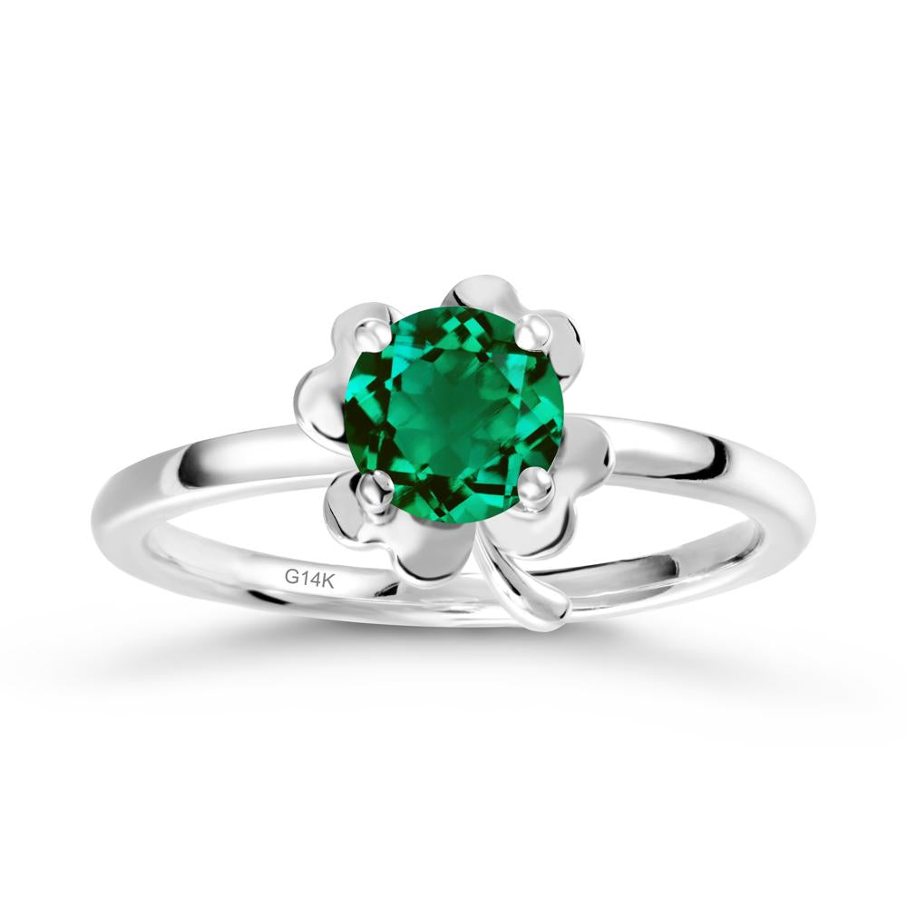 Emerald Four Leaf Clover Creative Ring - LUO Jewelry #metal_14k white gold