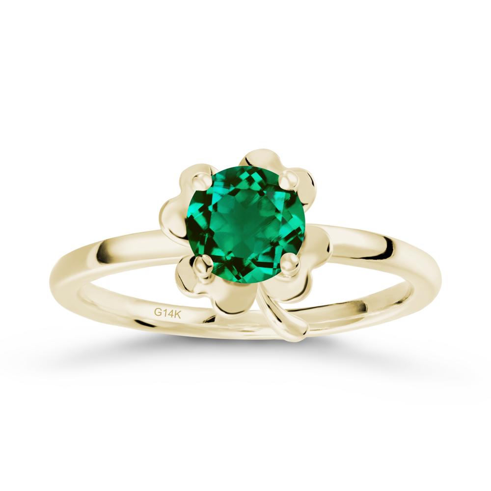 Emerald Four Leaf Clover Creative Ring - LUO Jewelry #metal_14k yellow gold