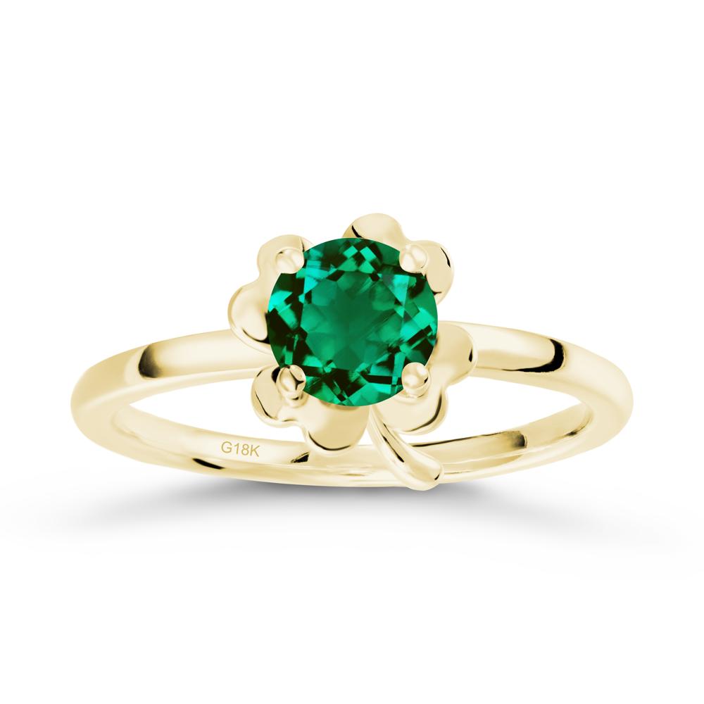 Emerald Four Leaf Clover Creative Ring - LUO Jewelry #metal_18k yellow gold