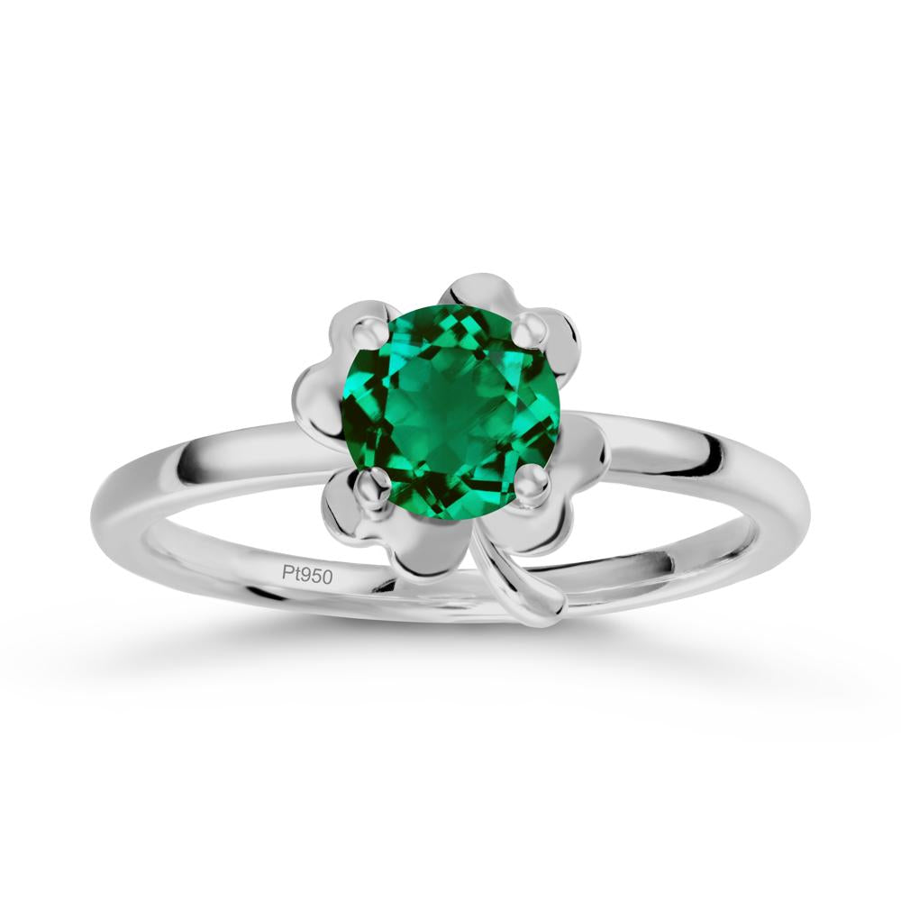 Emerald Four Leaf Clover Creative Ring - LUO Jewelry #metal_platinum