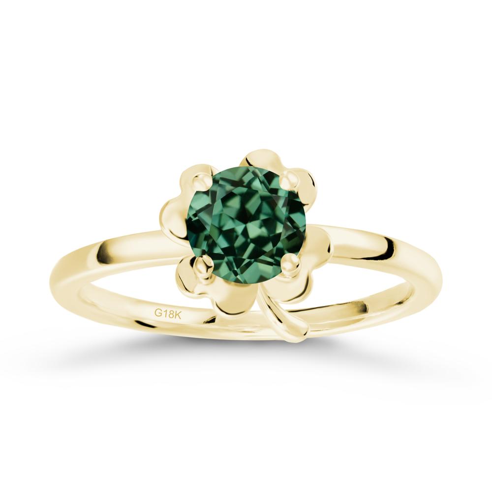 Green Sapphire Four Leaf Clover Creative Ring - LUO Jewelry #metal_18k yellow gold