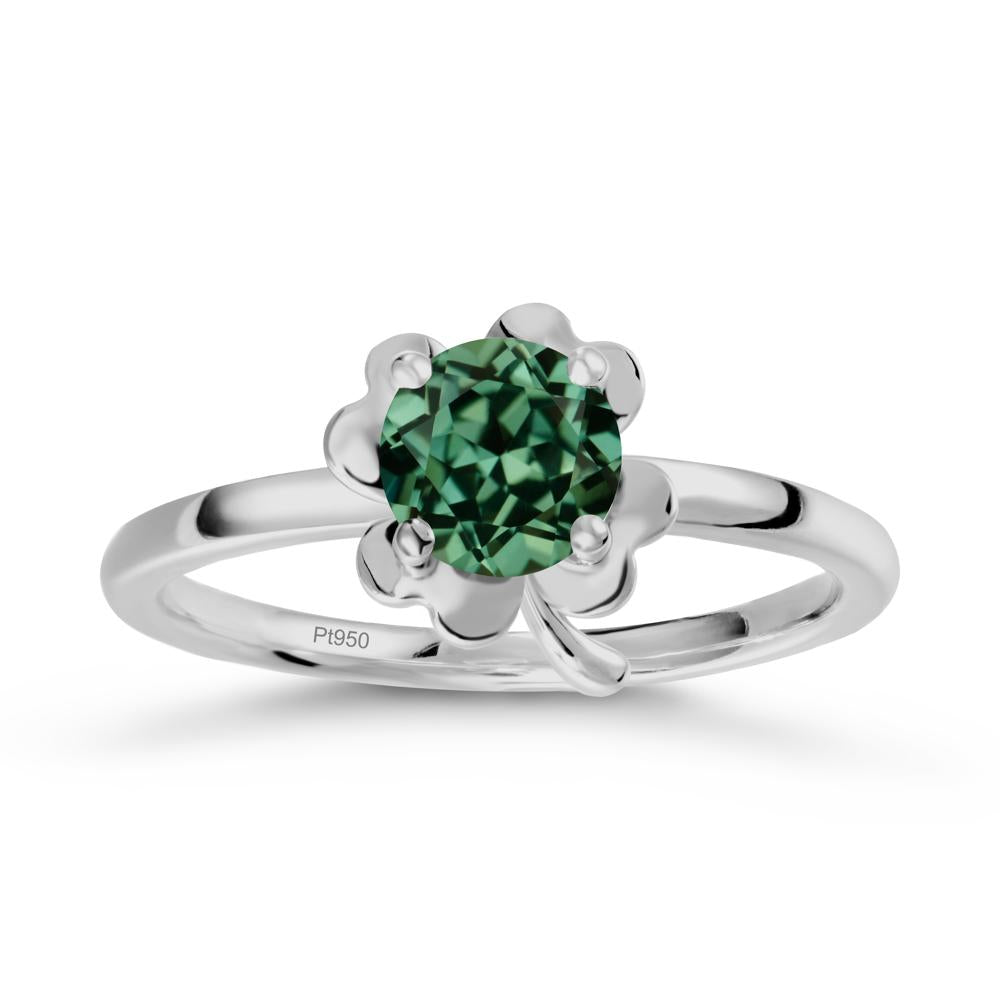 Green Sapphire Four Leaf Clover Creative Ring - LUO Jewelry #metal_platinum