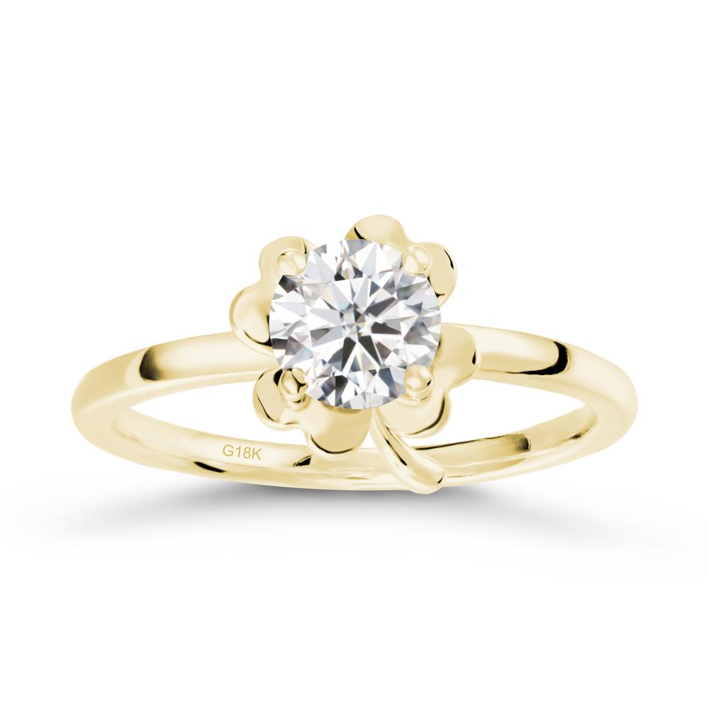 Moissanite Four Leaf Clover Creative Ring - LUO Jewelry #metal_18k yellow gold