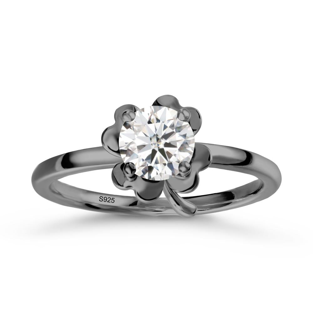 Moissanite Four Leaf Clover Creative Ring - LUO Jewelry #metal_black finish sterling silver