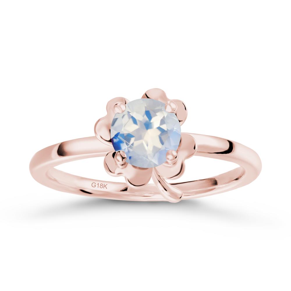 Round Moonstone Four Leaf Clover Ring - LUO Jewelry #metal_18k rose gold