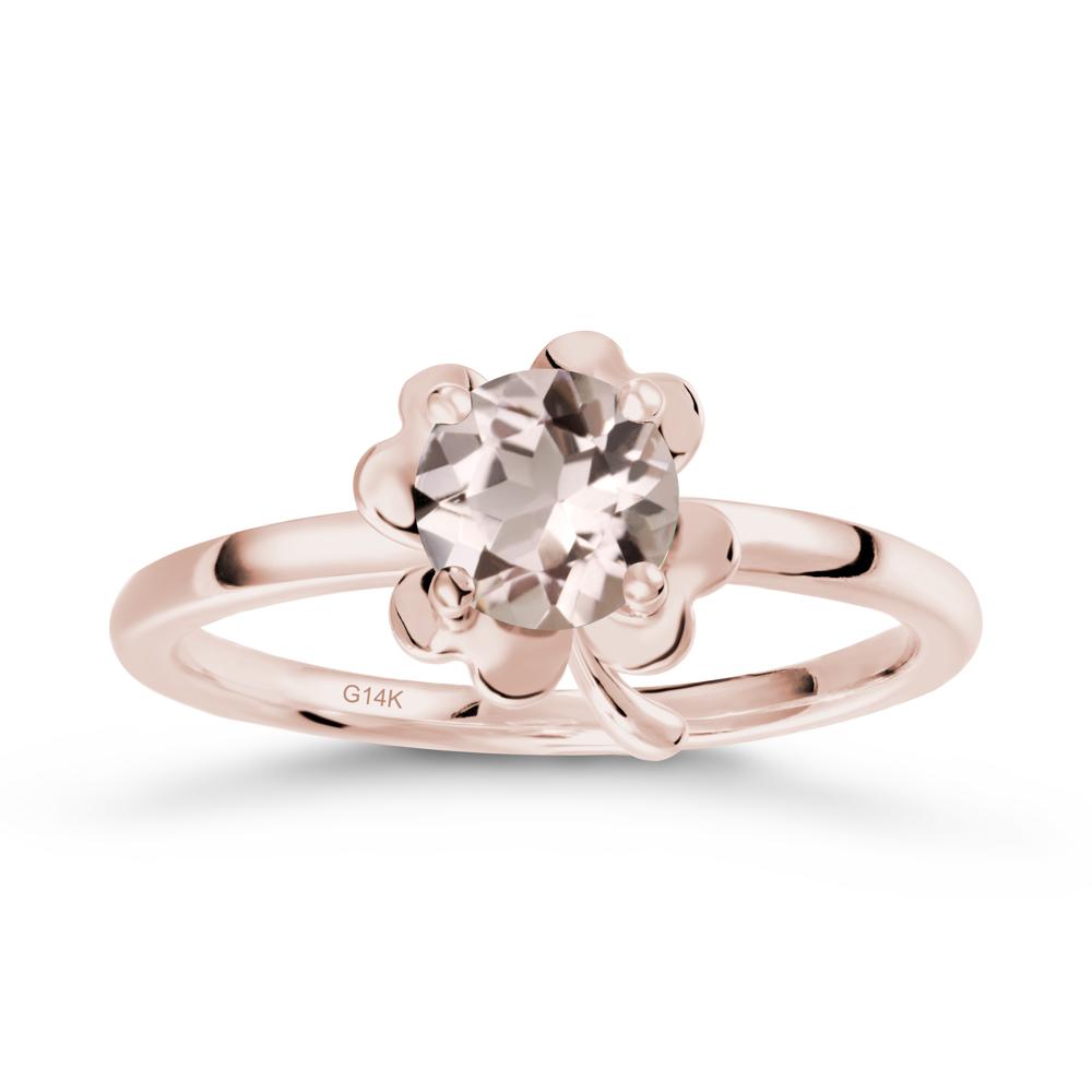 Four Leaf Clover Solitaire Morganite Ring - LUO Jewelry #metal_14k rose gold