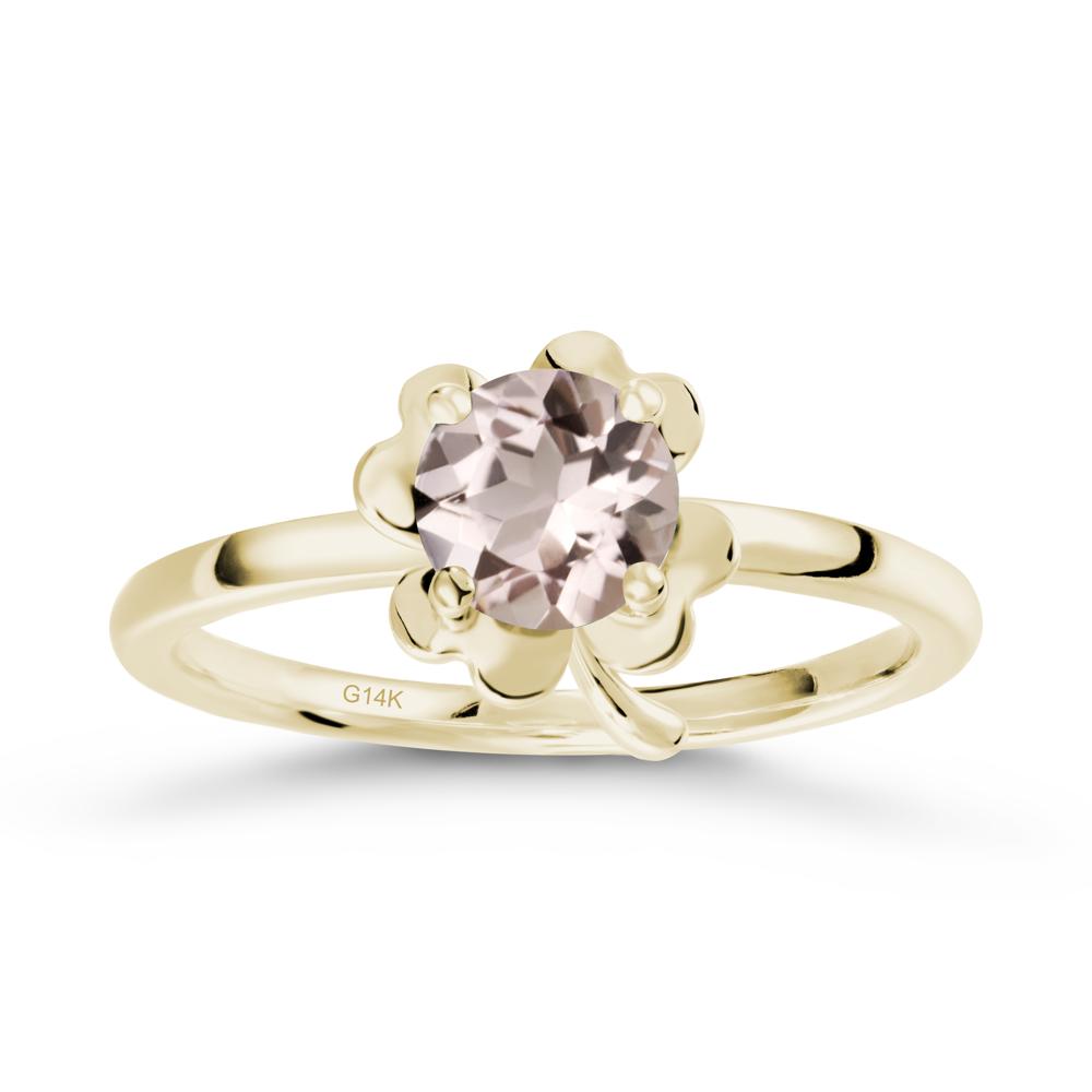 Four Leaf Clover Solitaire Morganite Ring - LUO Jewelry #metal_14k yellow gold