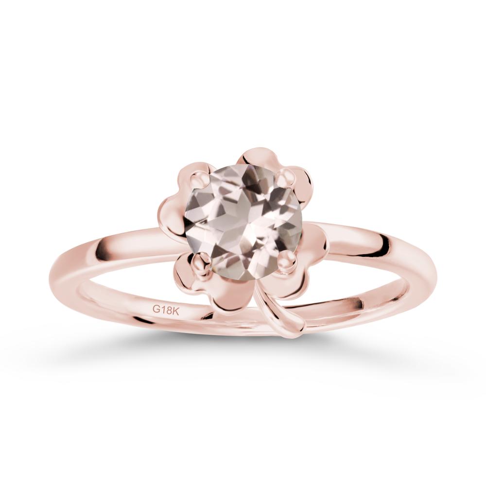 Four Leaf Clover Solitaire Morganite Ring - LUO Jewelry #metal_18k rose gold