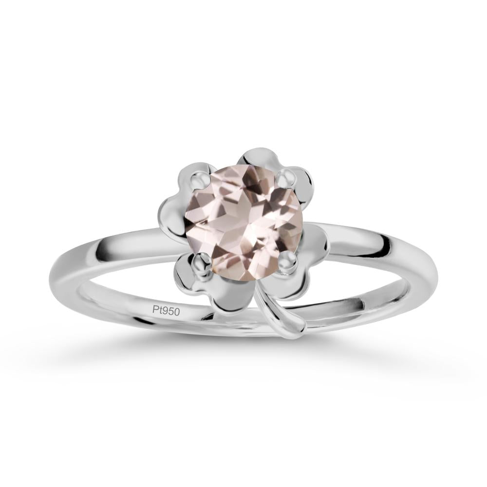 Four Leaf Clover Solitaire Morganite Ring - LUO Jewelry #metal_platinum