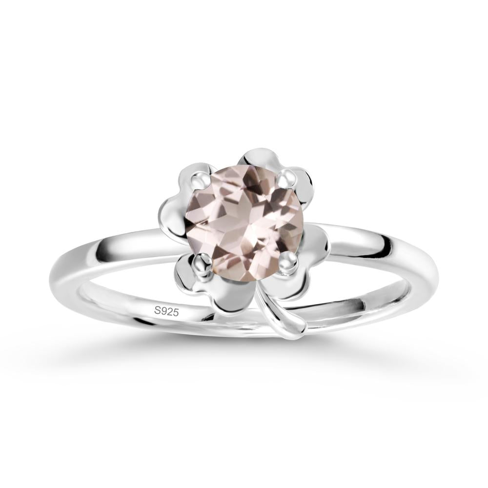 Four Leaf Clover Solitaire Morganite Ring - LUO Jewelry #metal_sterling silver