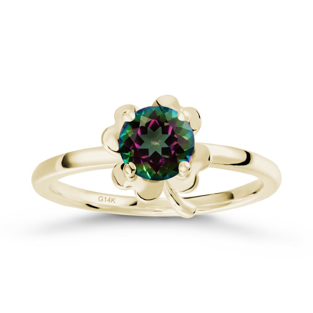 Mystic Topaz Four Leaf Clover Creative Ring - LUO Jewelry #metal_14k yellow gold
